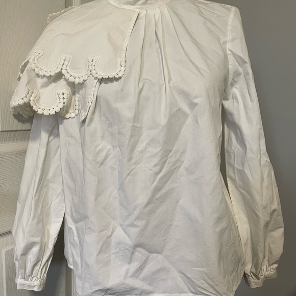 White one collar ruffle by Sea New York size S NWOT - Picture 2 of 4